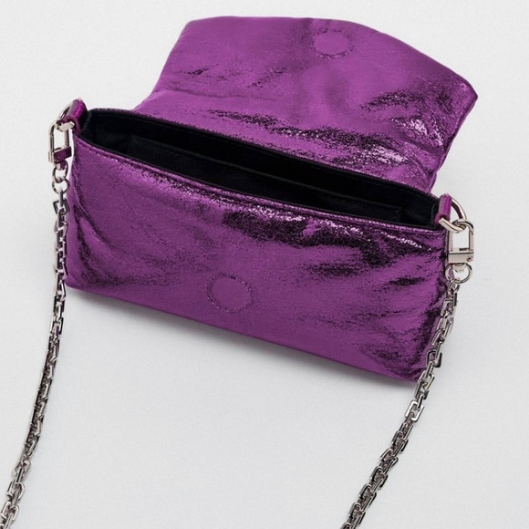 ZARA Purple Metallic Effect Chain Crossbody Bag NWT - Picture 6 of 15